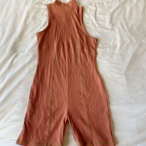 Urban outfitters fitted mock neck ribbed onesie romper